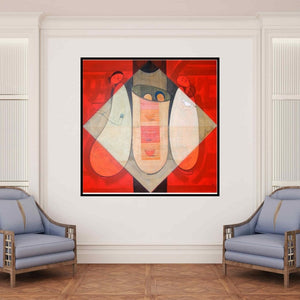 In-situ view of Dattatraya Thombare's 'Love Of Journey' painting in a room