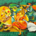 Figurative acrylic painting titled 'Love of indigenous', 36x48 inches, by artist Uttam Manna on Canvas