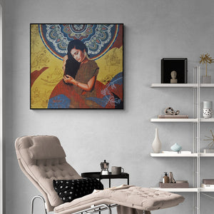 In-situ view of Rajnikanta Singh's 'Love Roots And Philosophy' painting in a room