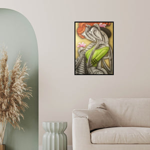 In-situ view of Ramesh Pachpande's 'Lovely Couple (A Tapestry of Traditions)' painting in a room