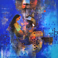 Figurative acrylic painting titled 'Loving Couple 2', 48x48 inch, by artist Amol Pawar on Canvas