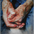 Figurative watercolor painting titled 'Loving Hands ', 20x16 inches, by artist Dr.uday Bhan on paper