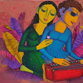 'Loving Melody' figurative acrylic painting by artist Prakash Deshmukh, 31x37 inch, on canvas