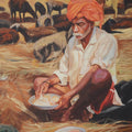 Figurative oil painting titled 'Lunch', 30x24 inches, by artist Swapnil Patil on Canvas