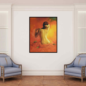 In-situ view of Kamal Rao's 'Lust' painting in a room