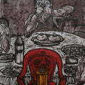 Figurative printmaking titled 'Lust Supper 2', 44x32 inches, by artist Charandas Jadhav on Paper