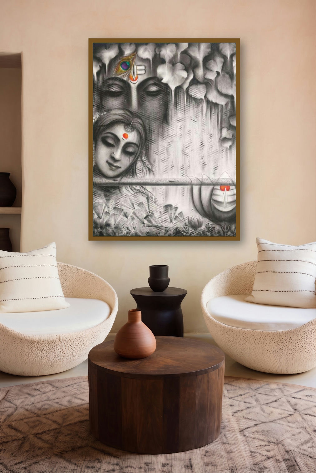 Madanmohini (Monochromatic Union) by artist Rakhi Baid displayed in a Indian Art gallery