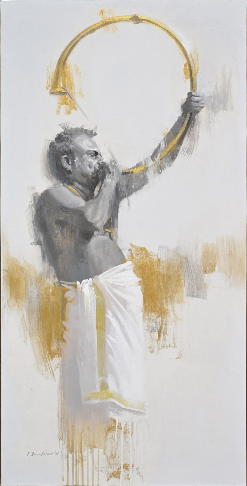 Madhhalam' religious acrylic painting by artist Pankaj Bawdekar, 48x24 inch, on canvas