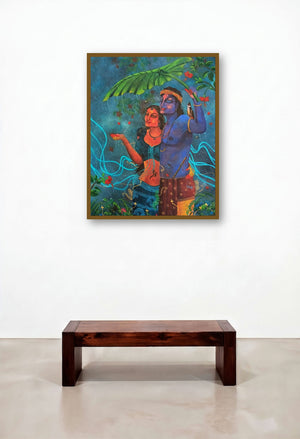 Madhuban (Love in the Monsoon Rain) by artist Lisha N T displayed in a Modern Executive Office