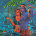 Religious acrylic painting titled 'Madhuban', 40x25 inches, by artist Lisha N T on Canvas