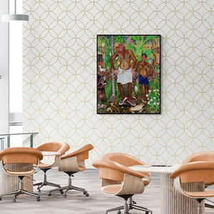 In-situ view of Rejeesh Sarovar's 'Madness In The Memories (A Day in the Village)' painting in a room