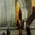 Maghrib At Juma Masjid' religious watercolor painting by artist Mohammad Yousf, 14x9 inch, on paper