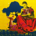 Magic Of Kindness' religious mixed-media painting by artist Yashpal Kamble, 39x39 inch, on canvas