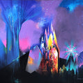 Magic Land And Wheel Of Fortune' abstract acrylic painting by artist Pradip Sengupta, 42x48 inch, on canvas