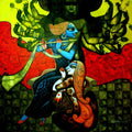 Religious acrylic painting titled 'Magic Melody 1', 72x72 inches, by artist Kishore Roy on Canvas