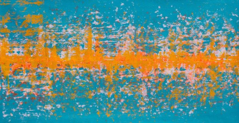 Abstract acrylic painting titled 'Maglev ', 30x58 inches, by artist Sumit Mehndiratta on Canvas