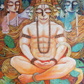 Religious acrylic painting titled 'Maha Veer', 60x48 inches, by artist Subrata Ghosh on Canvas