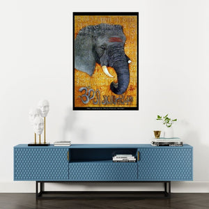 Preview of 'Mahakaya (Ganpati)' Painting by Mrs Sushama Gode shown on a wall in a furnished room.