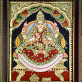 Religious tribal painting titled 'Mahalakshmi Tanjore Painting', 18x14 inches, by artist VANI VIJAY on Wood