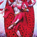 Religious acrylic painting titled 'Mahamaya The Primal The Ultimate 15', 60x30 inches, by artist Guru Kinkar on Canvas