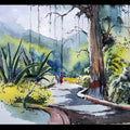 Landscape watercolor painting titled 'Maharajbagh', 11x14 inches, by artist Ghanshyam Dongarwar on paper