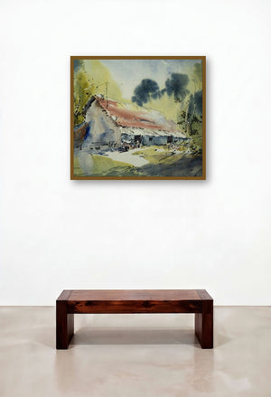 Maharajbagh Hut (Rustic Abode) by artist Ghanshyam Dongarwar displayed in a Art Deco Hotel Lobby