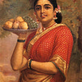 Figurative oil painting titled 'Maharashtrian Lady', 36x26 inches, by artist Raja Ravi Varma Reproduction on Canvas