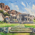 Majestic Rocks Of Hampi' religious watercolor painting by artist Lasya Upadhyaya, 15x22 inch, on paper