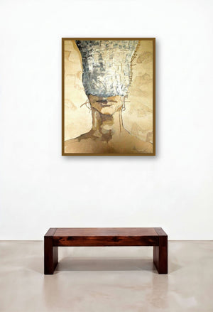 Make Sure You Breathe Well (The Mask We Wear) by artist Satyabrata Adhikary displayed in a Art Deco Lounge