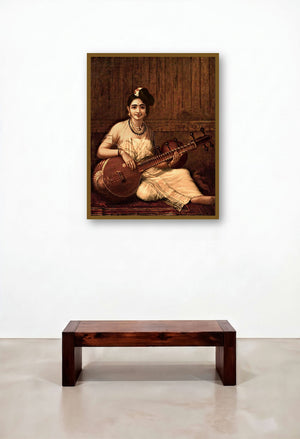 Malabar Lady With Veena (Melodies of Malabar) by artist Raja Ravi Varma displayed in a Classic Penthouse