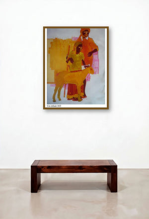 Man And Daughter by artist Tailor Srinivas displayed in a Transitional Hotel Suite