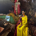 Man And Women' figurative oil painting by artist Ajit Raut, 72x60 inch, on canvas