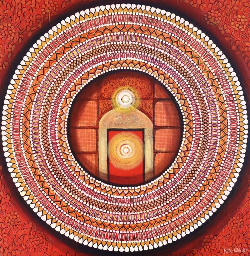 contemporary acrylic painting titled 'Mandala Awekening Light Inside 2', 30x30 inches, by artist NITU CHHAJER on Canvas