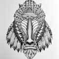 Animals pen drawing titled 'Mandrill', 30x22 inches, by artist Kushal Kumar on Paper