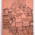 Cityscape serigraphs painting titled 'Manek Chowk', 22x15 inches, by artist Vrindavan Solanki on Paper