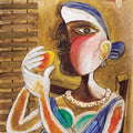 Figurative serigraphs painting titled 'The Mango Lover', 24x18 inch, by artist Paritosh Sen on Paper