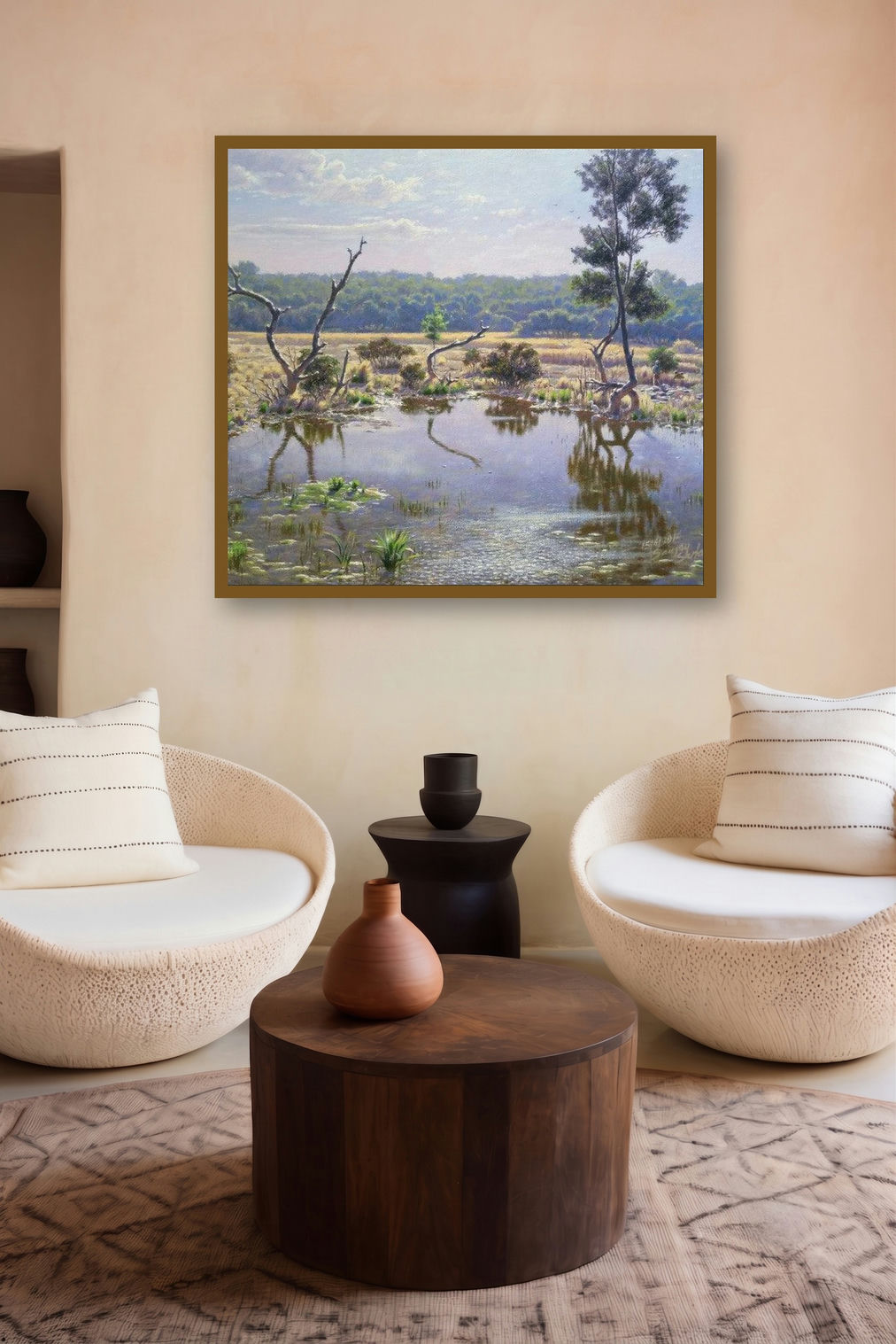 Mangrov Dahisar (Mirror of the Marsh) by artist Sanjay Sarfare displayed in a Curated gallery