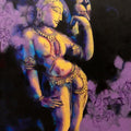Religious acrylic painting titled 'Manikarnika', 72x48 inches, by artist Devendra Nimbargikar on Canvas