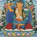 Manjushri Thangka' religious gouache painting by artist Aditi Agarwal, 30x18 inch, on cloth