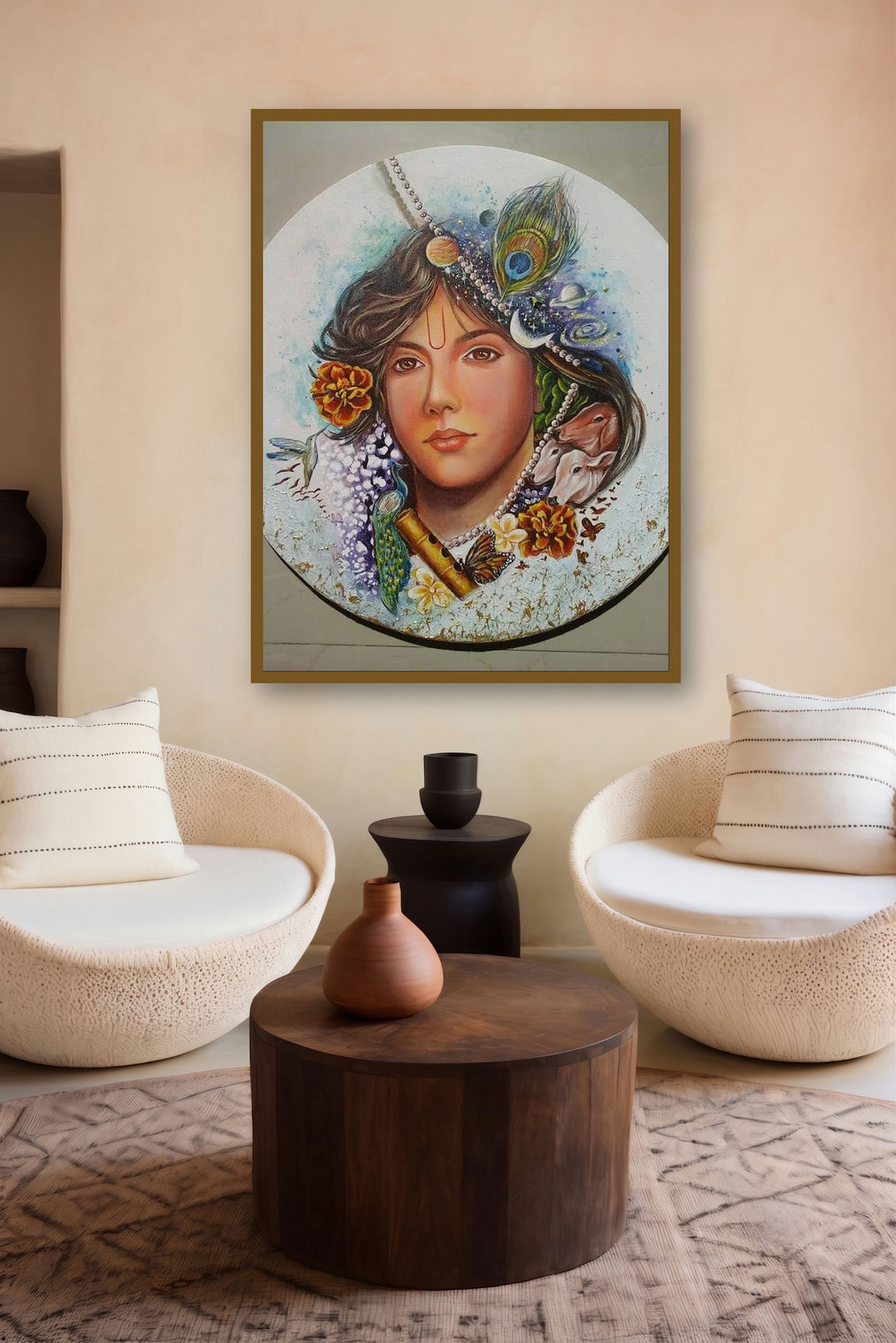 Manmohna (Divine Gaze) by artist Sonia Kumar displayed in a Minimalist gallery