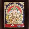Religious tanjore traditional art titled 'Mantap Ganesha Tanjore Painting', 24x18 inches, by artist Myangadi Tanjore on Plywood