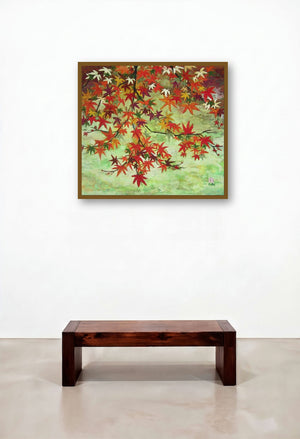 Maples In Autumn by artist Madhu Jain displayed in a Mid-Century Modern Home Office