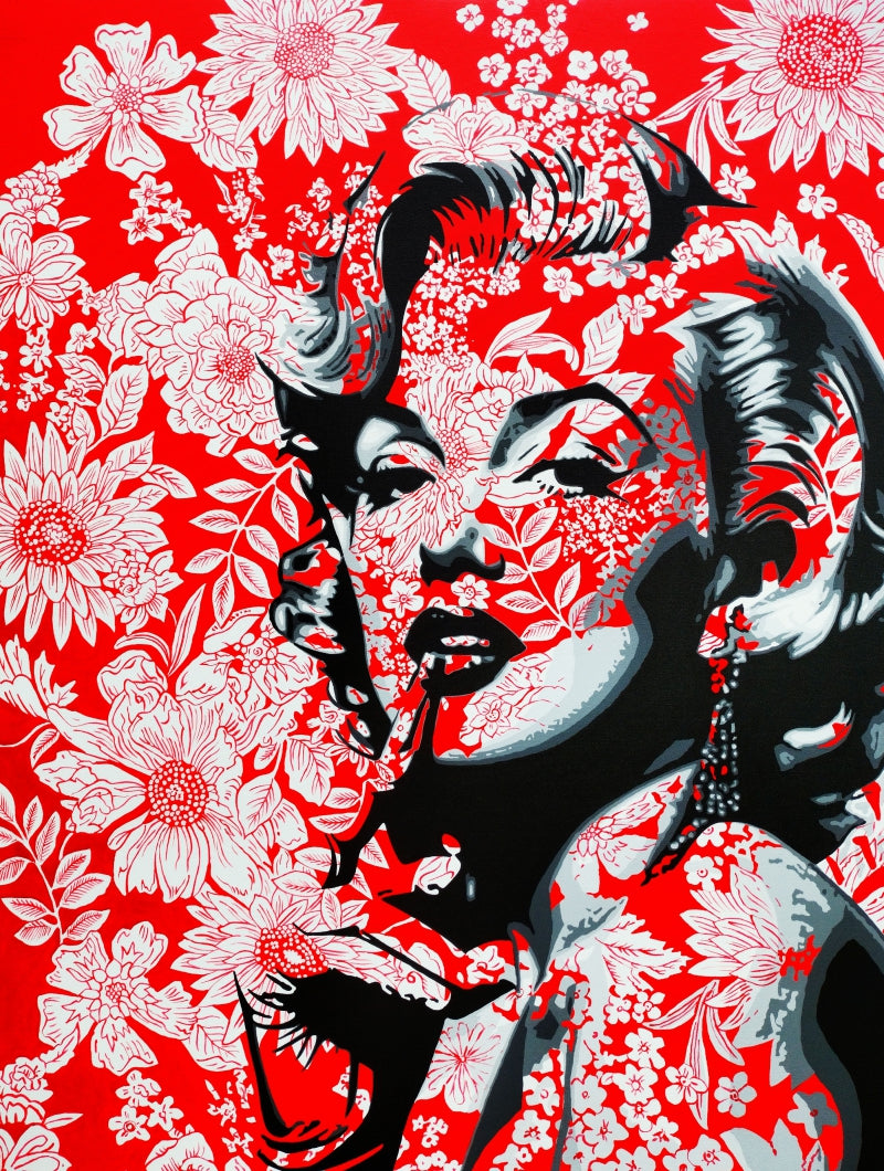 Marilyn Monroe 9' figurative acrylic painting by artist Sujit Karmakar, 48x36 inch, on canvas