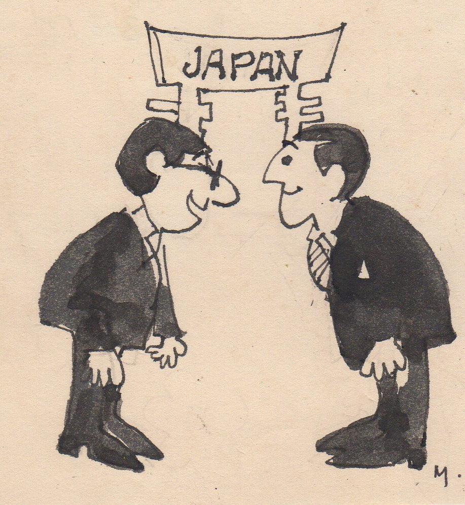 Cartoon pen ink drawing titled 'Mario Miranda Original B7', 3x3 inches, by artist Mario Miranda on Paper