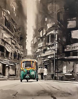 Market View Calcutta Painting by Arpan Bhowmik | ArtZolo.com