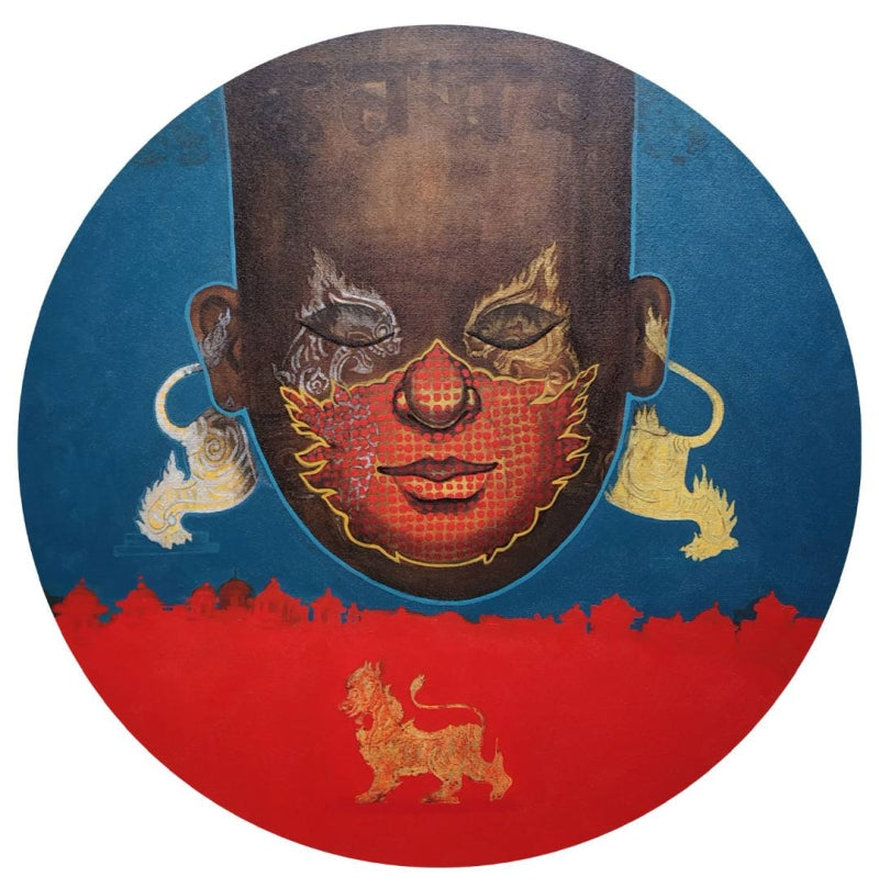 Mask 5' contemporary acrylic painting by artist Chaitanya Ingle, 30x30 inch, on canvas