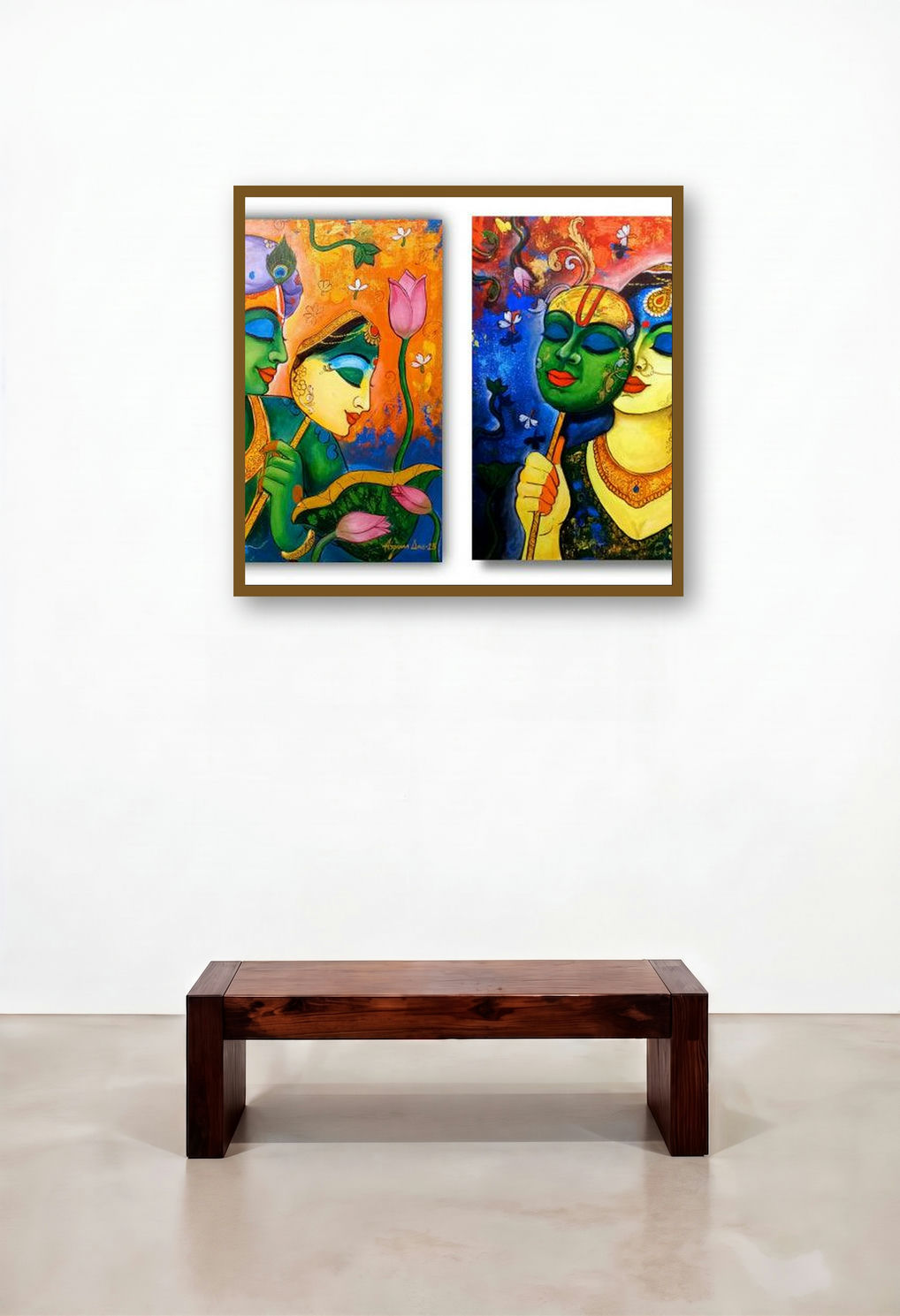 Mask Of Love (Reflections of Divine Love) by artist Arjun Das displayed in a Contemporary Foyer