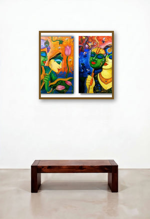 Mask Of Love (Reflections of Divine Love) by artist Arjun Das displayed in a Contemporary Foyer