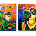 Religious acrylic painting titled 'Mask Of Love', 24x24 inches, by artist Arjun Das on Canvas