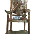 Figurative sculpture titled 'Mask Seller II', 40x22x22 inches, by artist Asurvedh Ved on Fiber Glass
